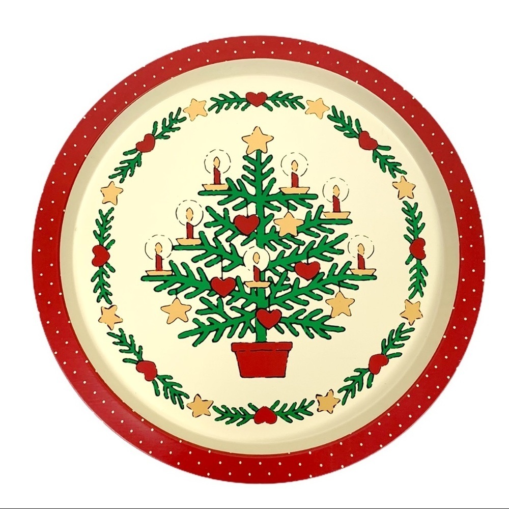 Vintage Christmas Tin Tray Set of 2‎